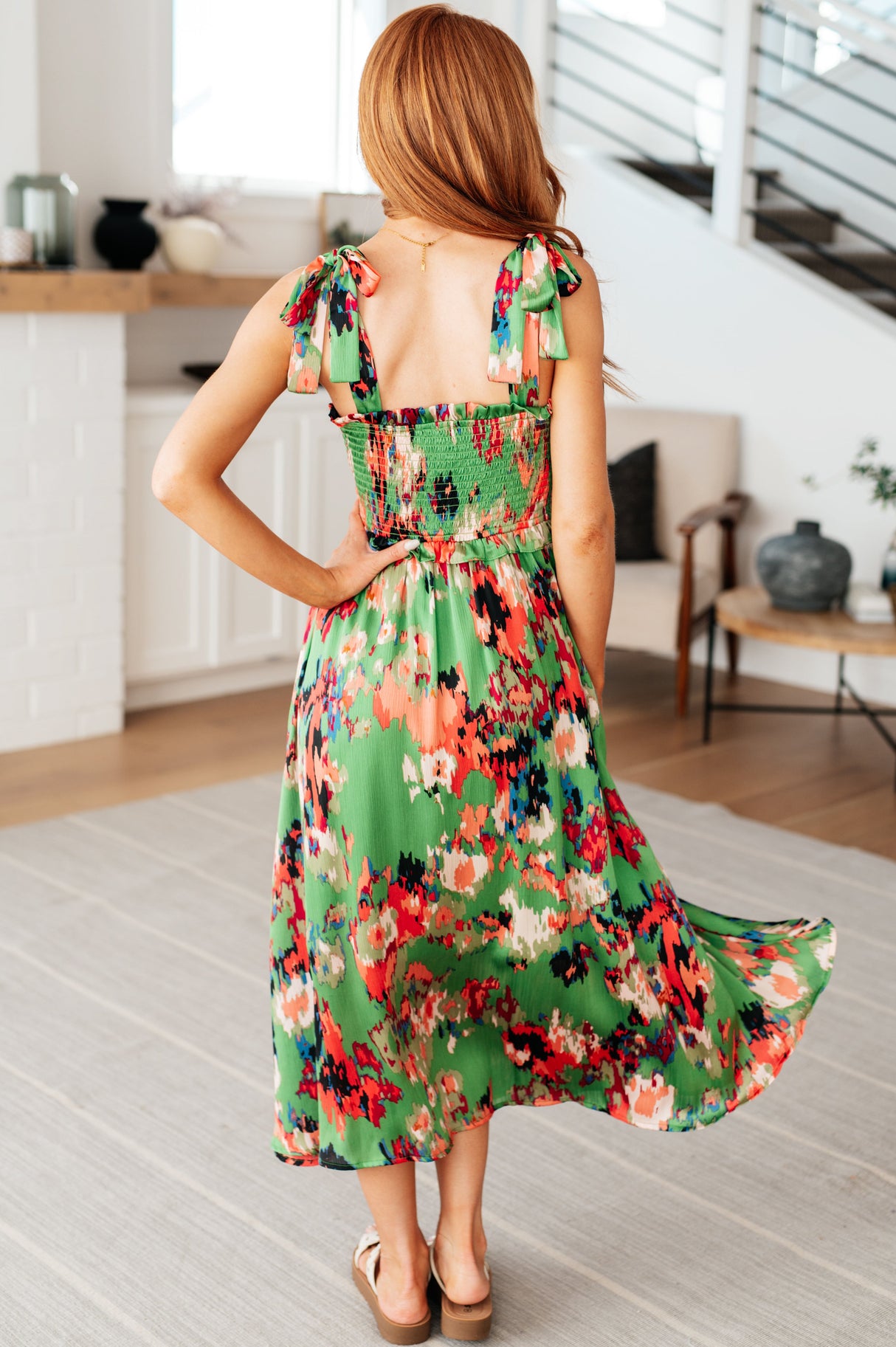 Un vestido un poco más largo en verde