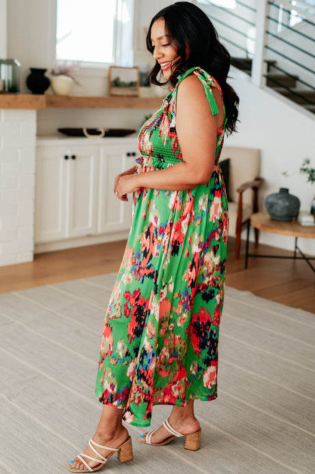 Un vestido un poco más largo en verde