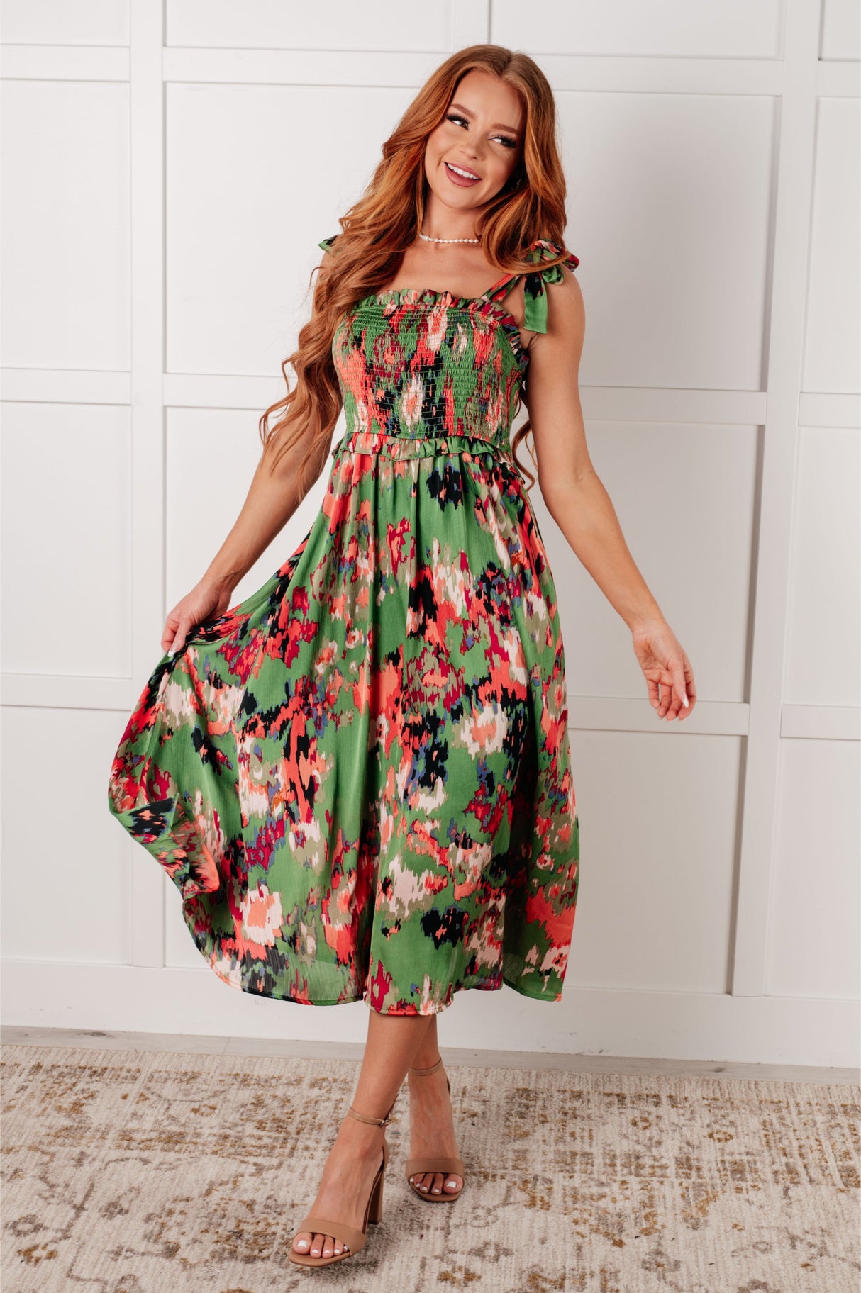 Un vestido un poco más largo en verde