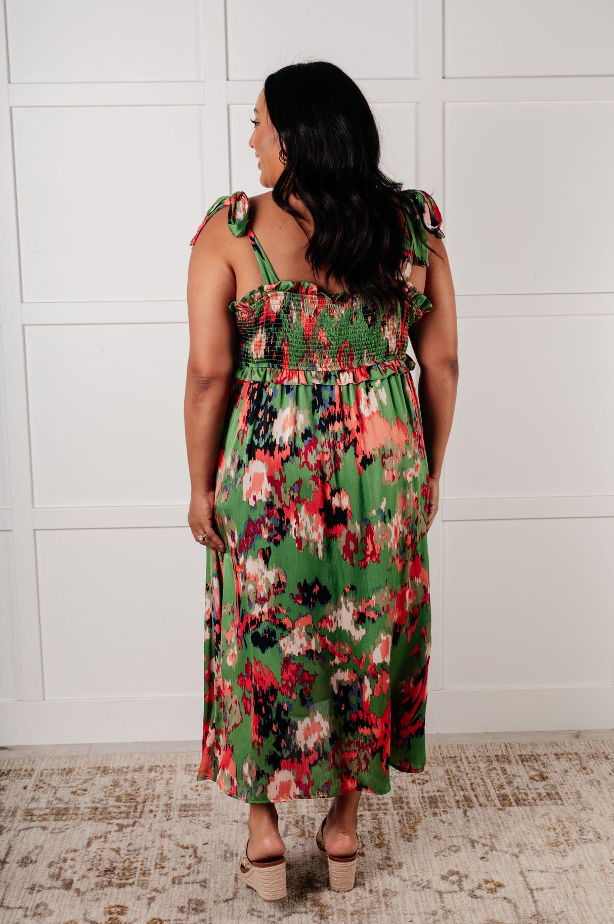 Un vestido un poco más largo en verde