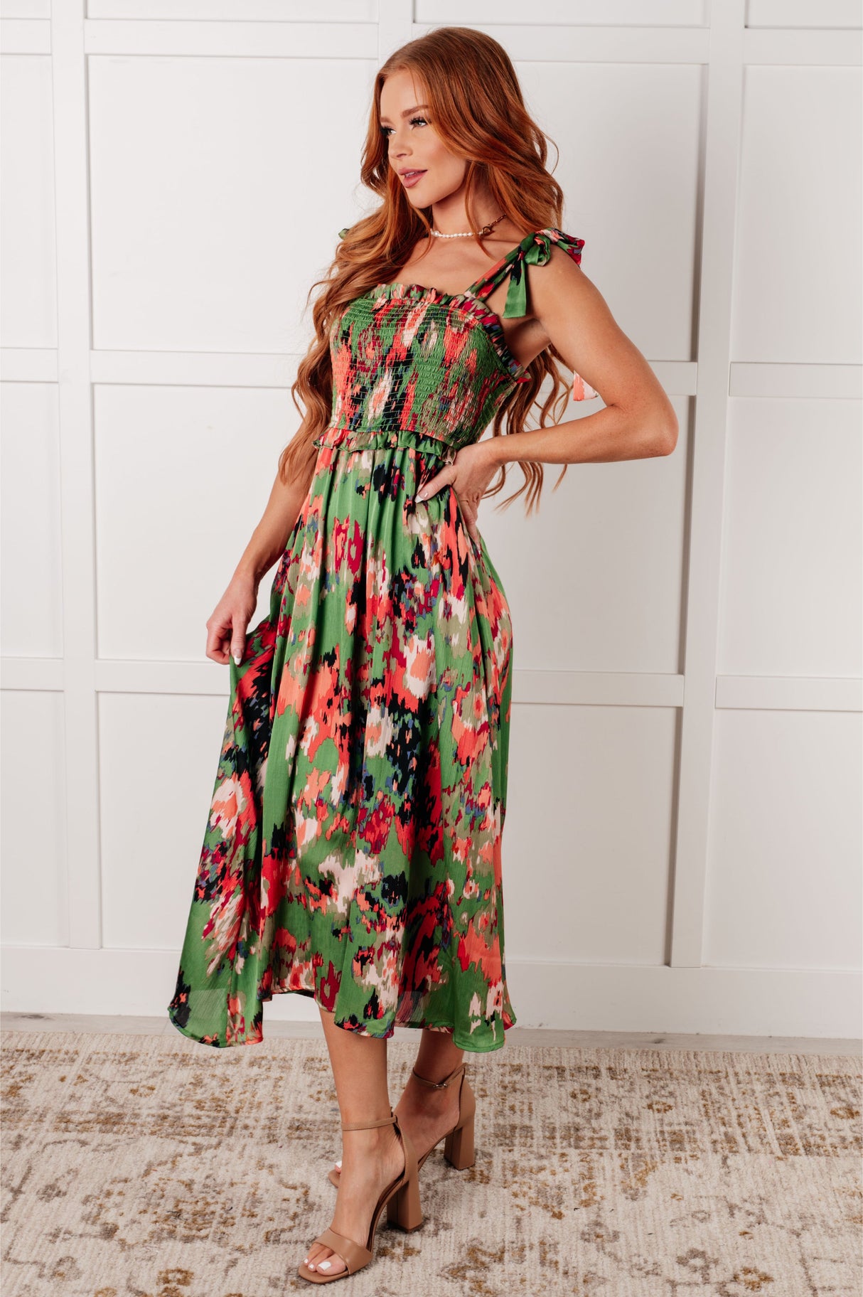Un vestido un poco más largo en verde