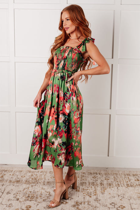 Un vestido un poco más largo en verde