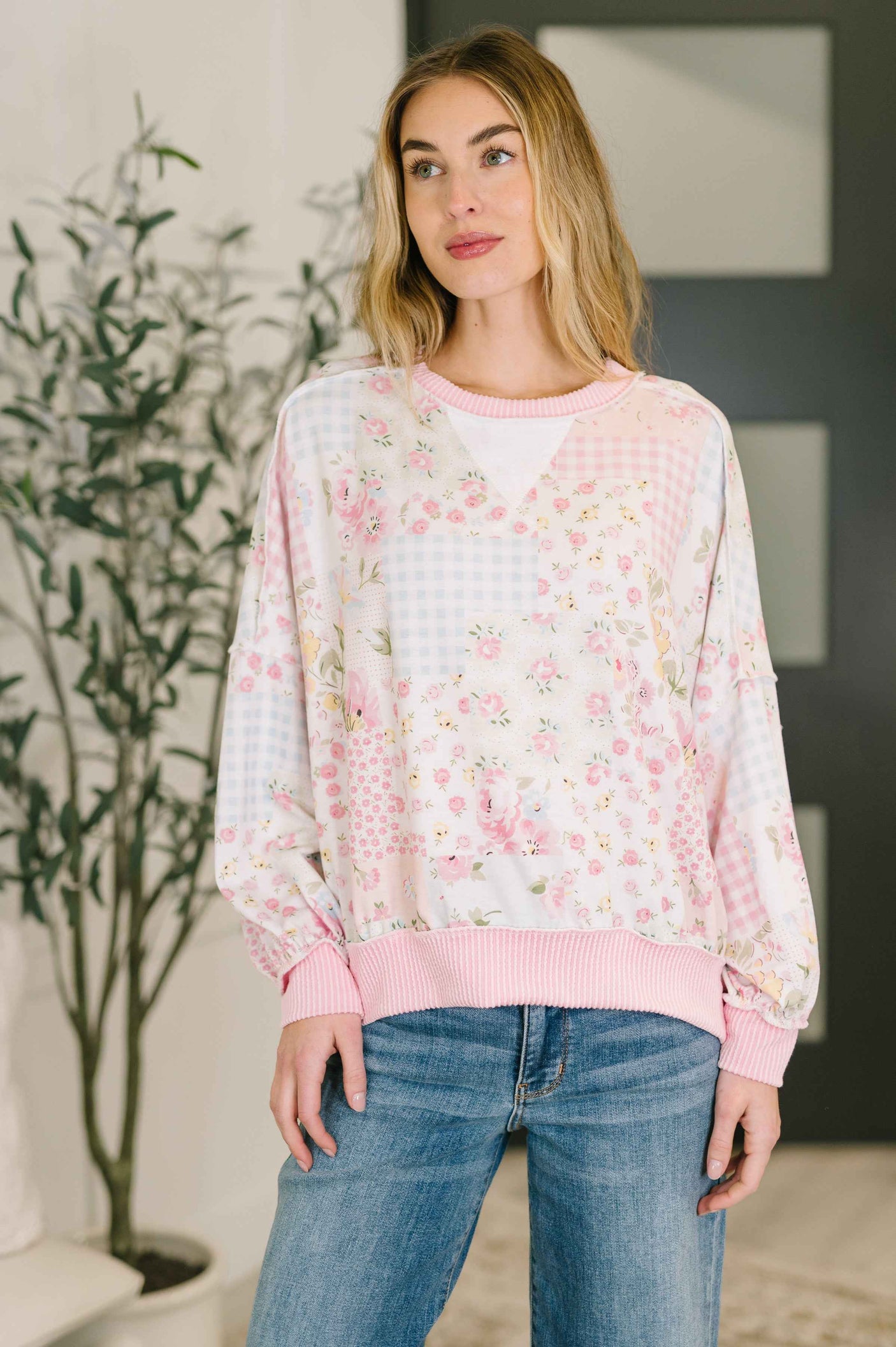 A Little Bias Printed Patchwork Top