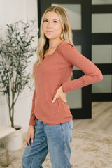 All That I Know Split Neck Top in Marsala