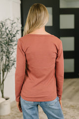All That I Know Split Neck Top in Marsala