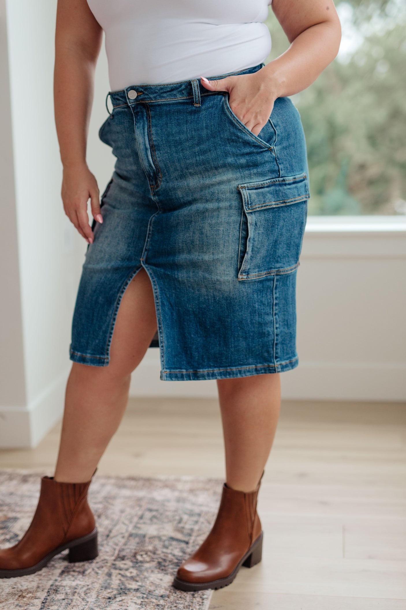 Always Be There Cargo Denim Skirt - Liarian Unlimited Boutique
