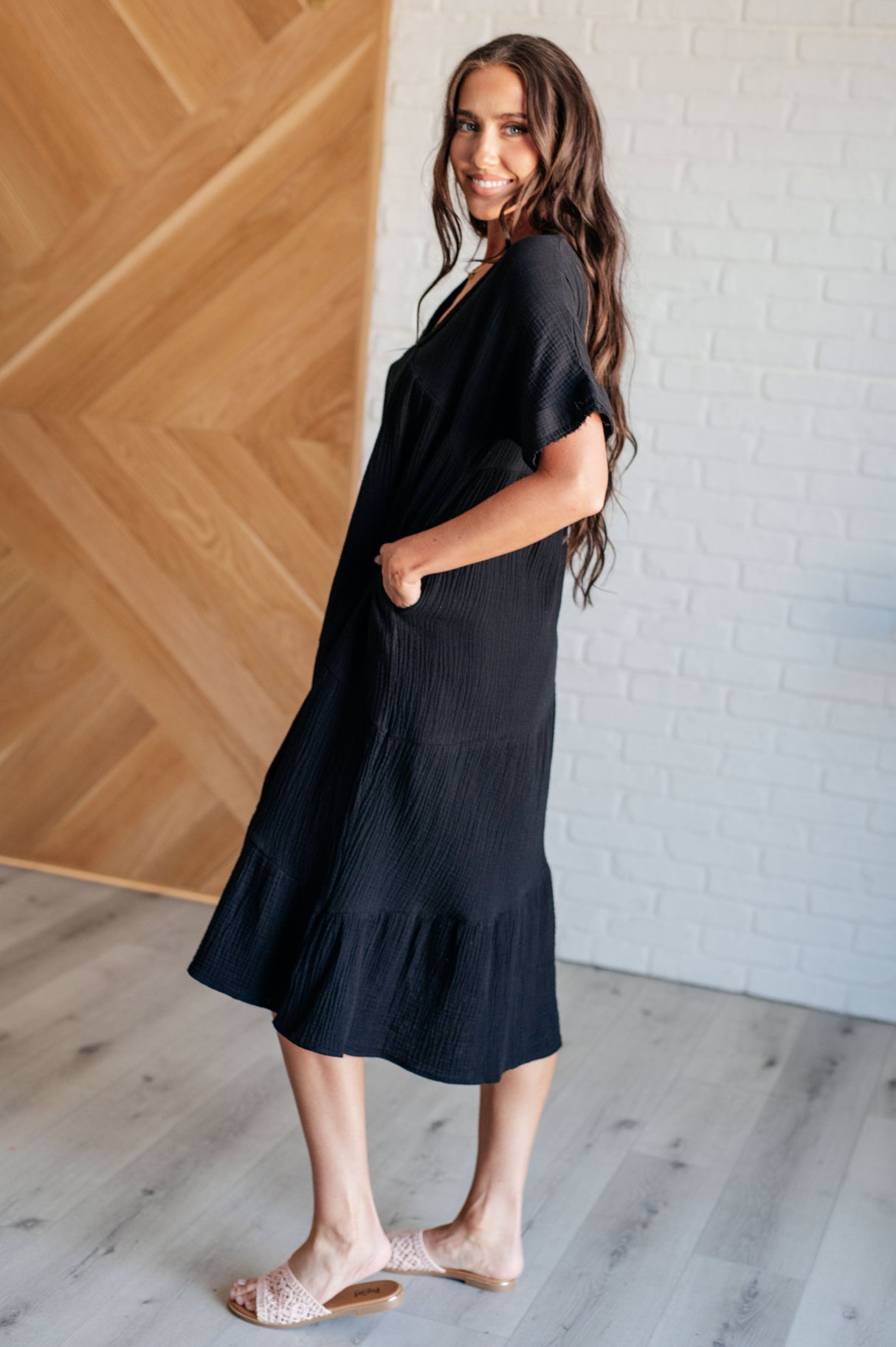 Vestido negro con mangas dolman Always Learning