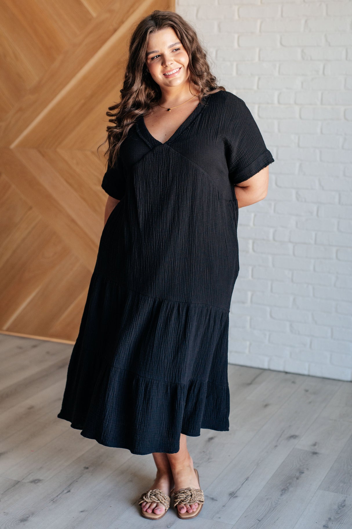 Vestido negro con mangas dolman Always Learning