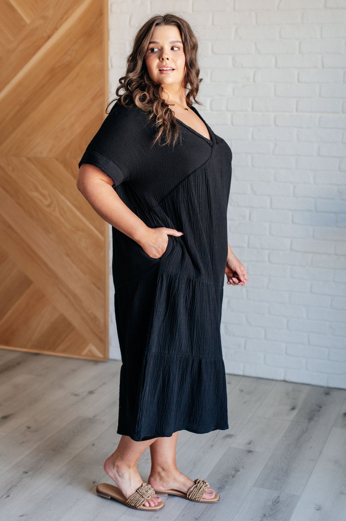 Vestido negro con mangas dolman Always Learning