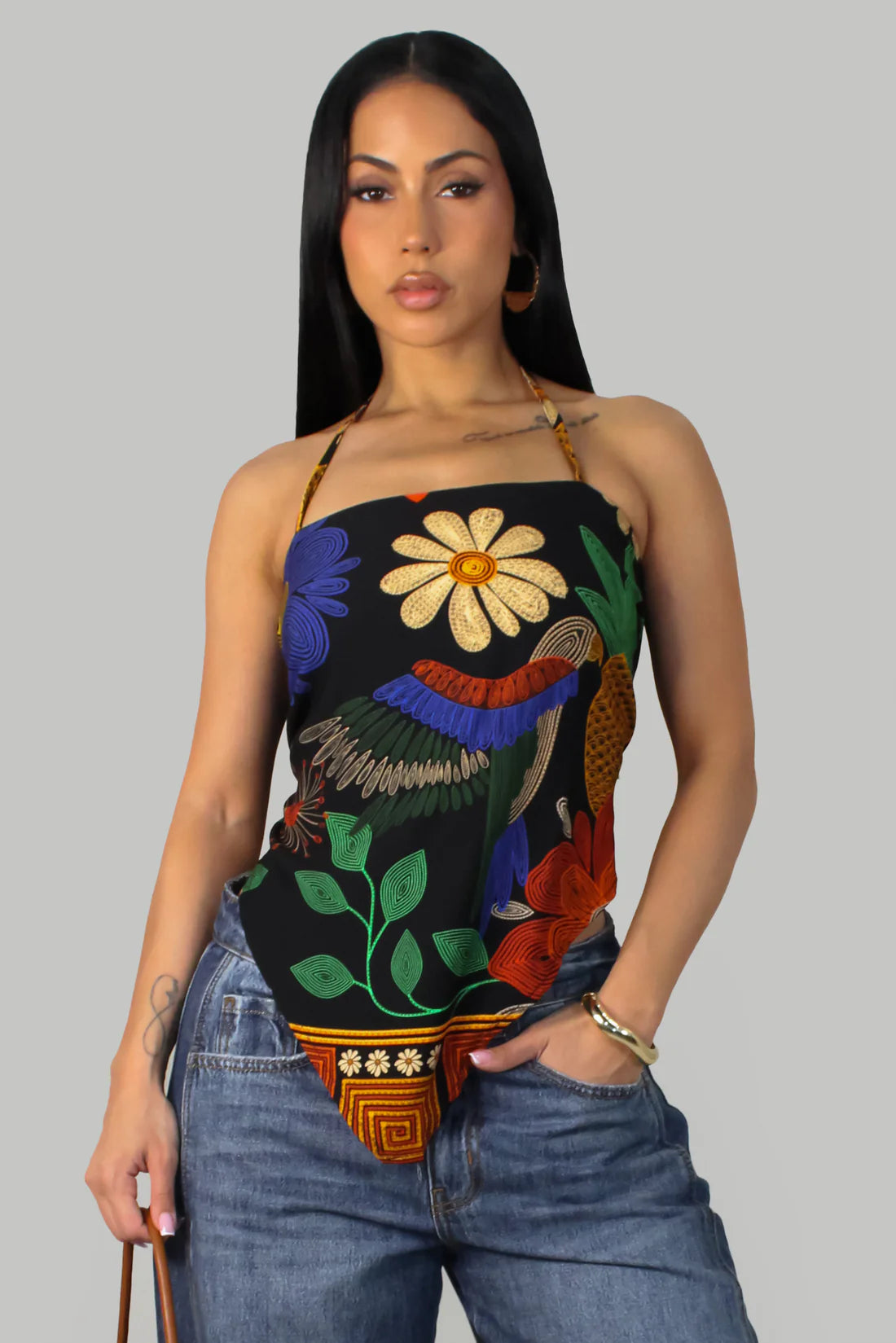 Amazonia Heaven Top - Black & Blue-Multi