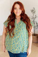 Top con mangas onduladas en combinación azul Anywhere We Go