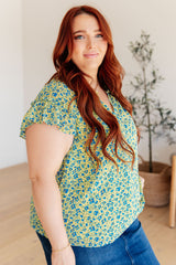 Top con mangas onduladas en combinación azul Anywhere We Go