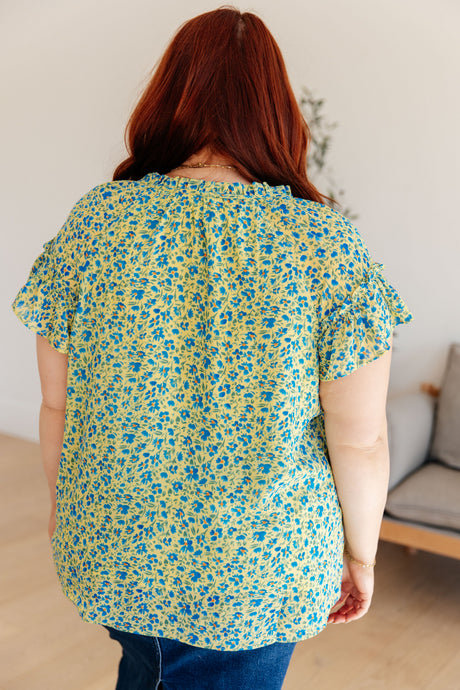 Anywhere We Go Flutter Sleeve Top in Blue Combo - Liarian Unlimited Boutique