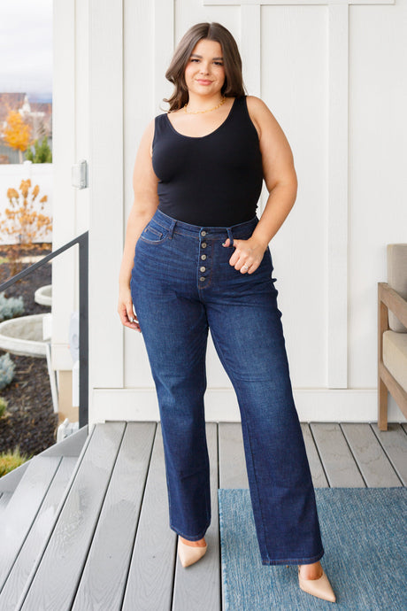 Arlo High Rise Button-Fly Straight Jeans - Liarian Unlimited Boutique