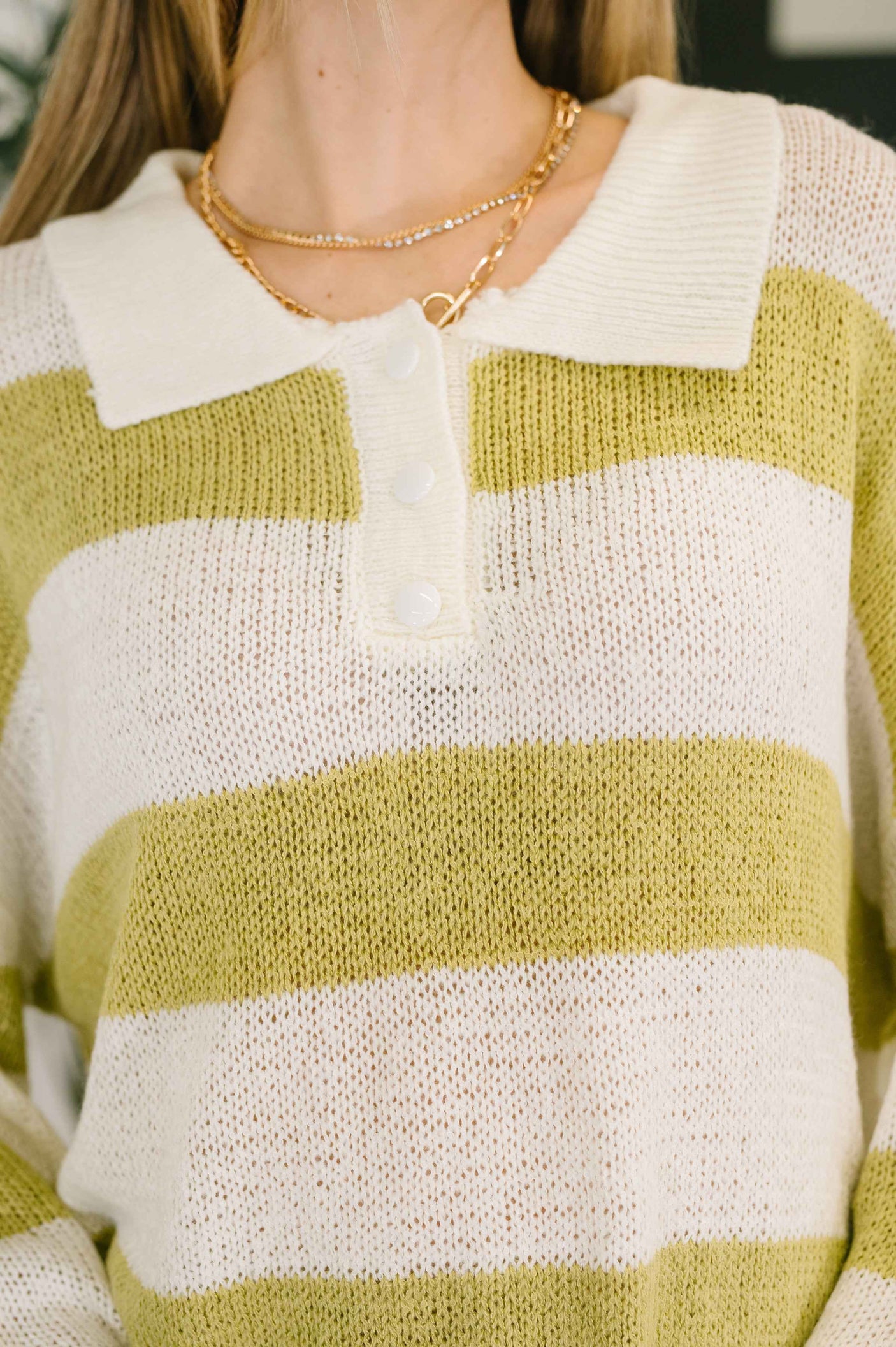 As Long As You're Mine Loose Knit Collared Top