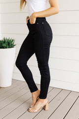 Audrey High Rise Control Top Classic Skinny Jeans in Black - Liarian Unlimited Boutique