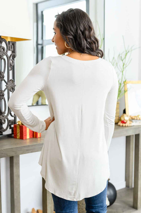 Basics Are Best Long Sleeve V-Neck Top in Bone - Liarian Unlimited Boutique