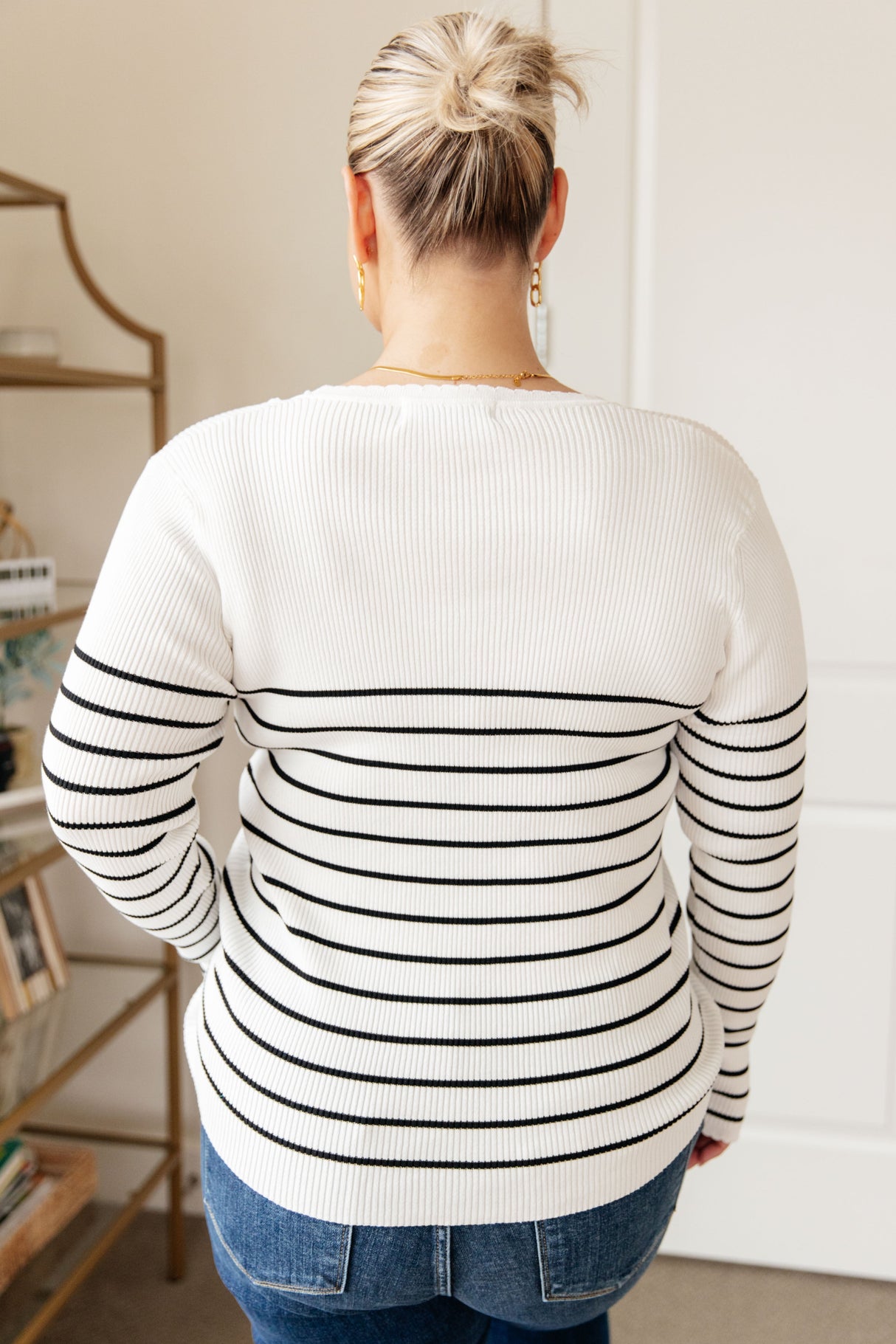 Be Still V-Neck Striped Sweater - Liarian Unlimited Boutique