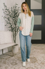 Because I Can Drop Shoulder Henley Top