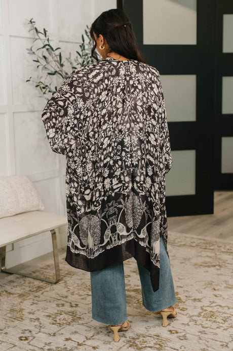Bella Vida Open Front Floral Print Kimono