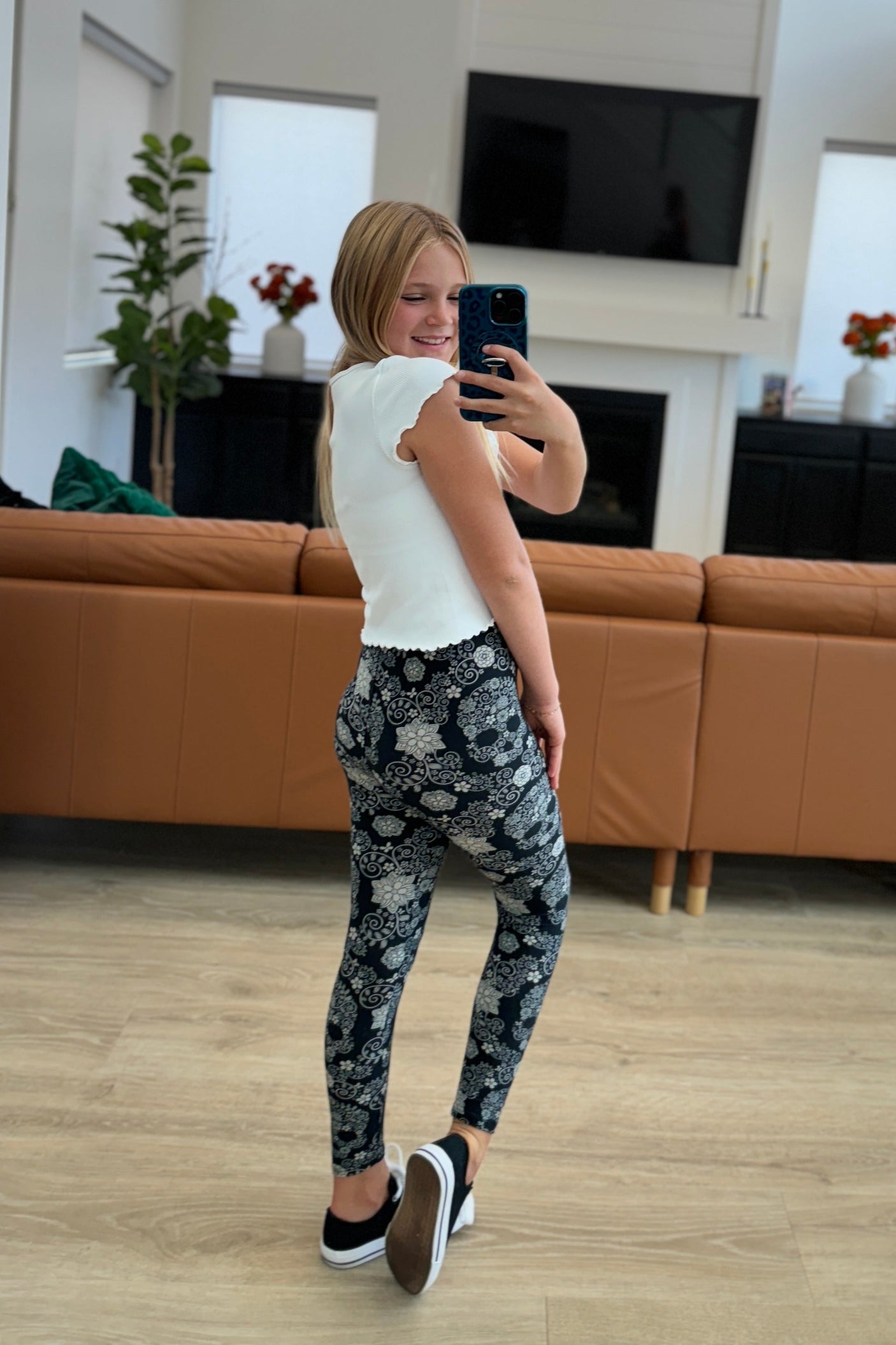 Leggings juveniles de calavera de azúcar a juego