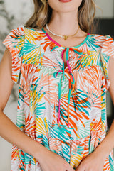 Vestido escalonado Bless Your Love en marfil, naranja y menta