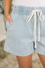 Boardwalk Talks Drawstring Shorts Light Blue