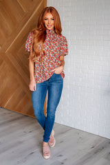 Blusa de cuello alto con estampado floral Bohemian Moment