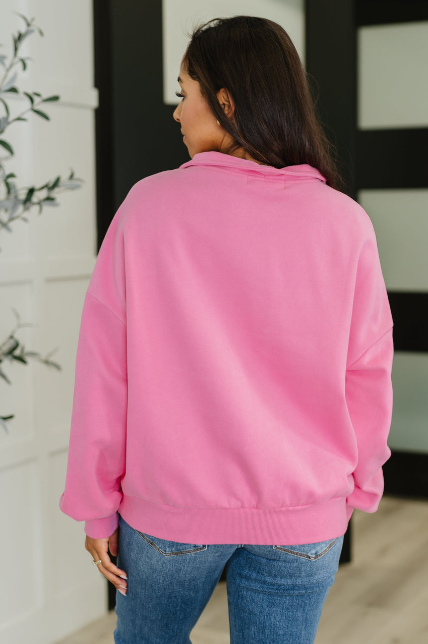 Suéter rosa con media cremallera Bonbon Delight