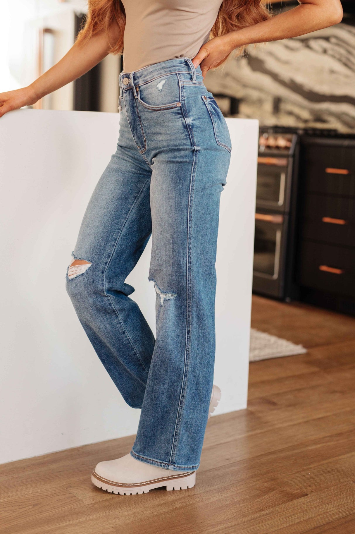 Bree High Rise Control Top Distressed Straight Jeans - Liarian Unlimited Boutique