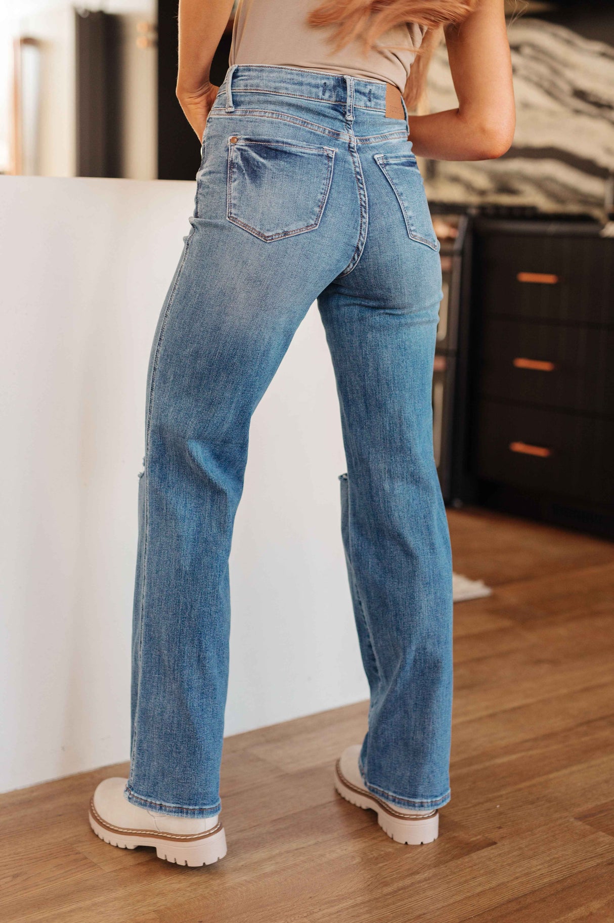 Bree High Rise Control Top Distressed Straight Jeans - Liarian Unlimited Boutique
