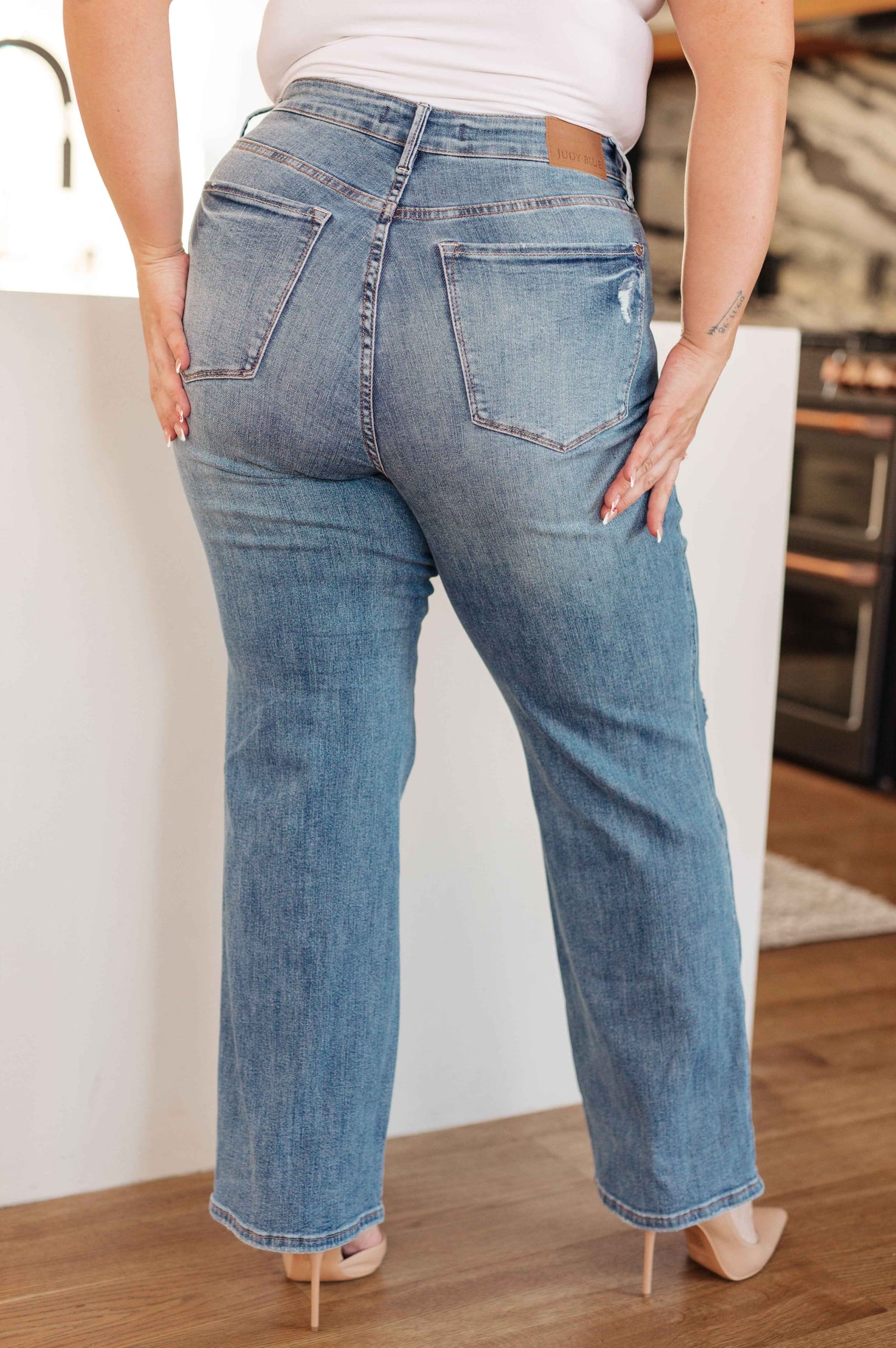 Bree High Rise Control Top Distressed Straight Jeans - Liarian Unlimited Boutique