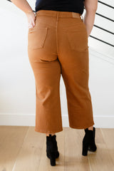 Briar High Rise Control Top Wide Leg Crop Jeans in Camel - Liarian Unlimited Boutique