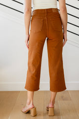 Briar High Rise Control Top Wide Leg Crop Jeans in Camel - Liarian Unlimited Boutique