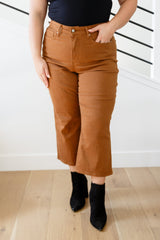 Briar High Rise Control Top Wide Leg Crop Jeans in Camel - Liarian Unlimited Boutique