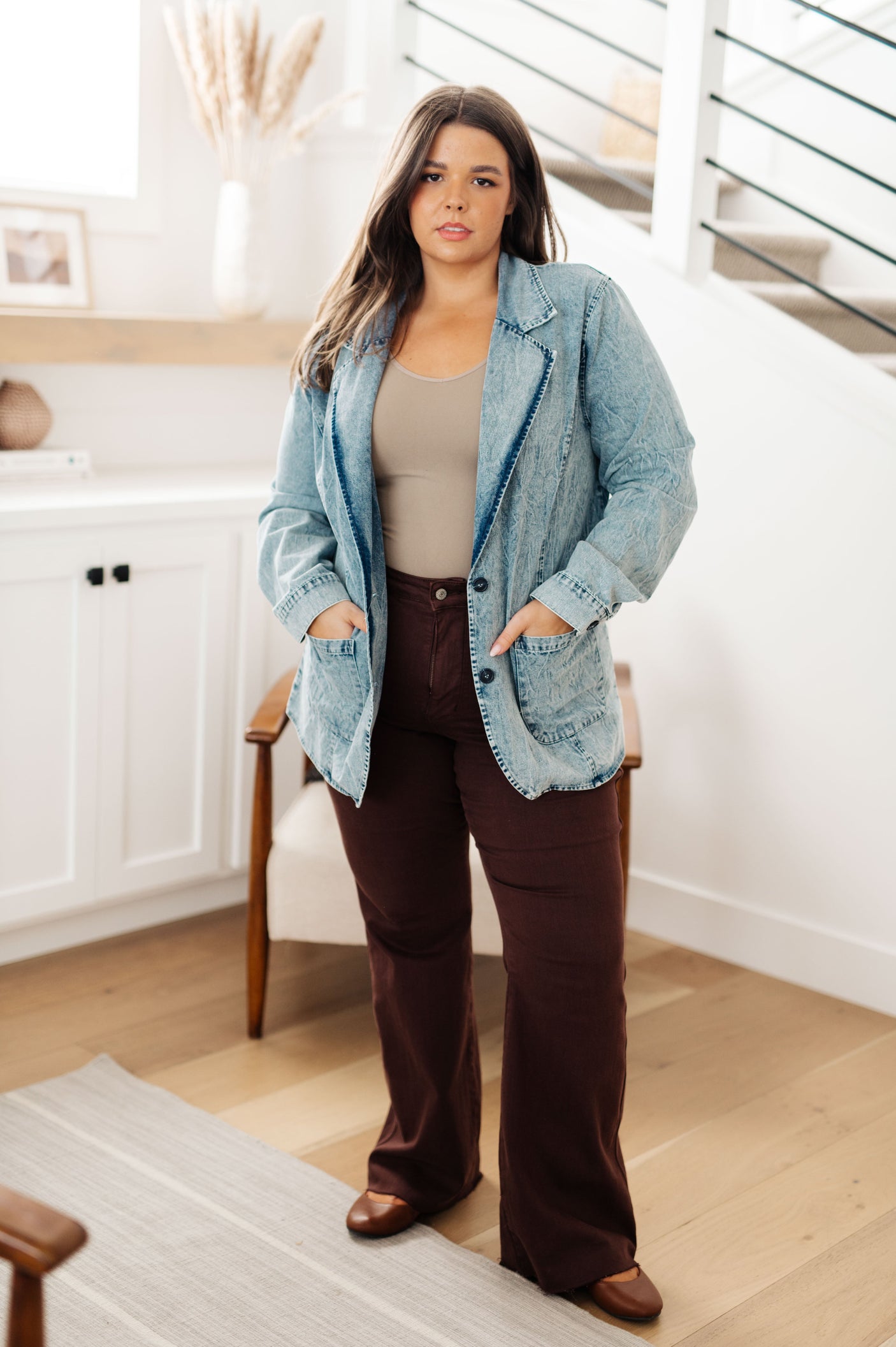 Business Brunch Denim Blazer - Liarian Unlimited Boutique