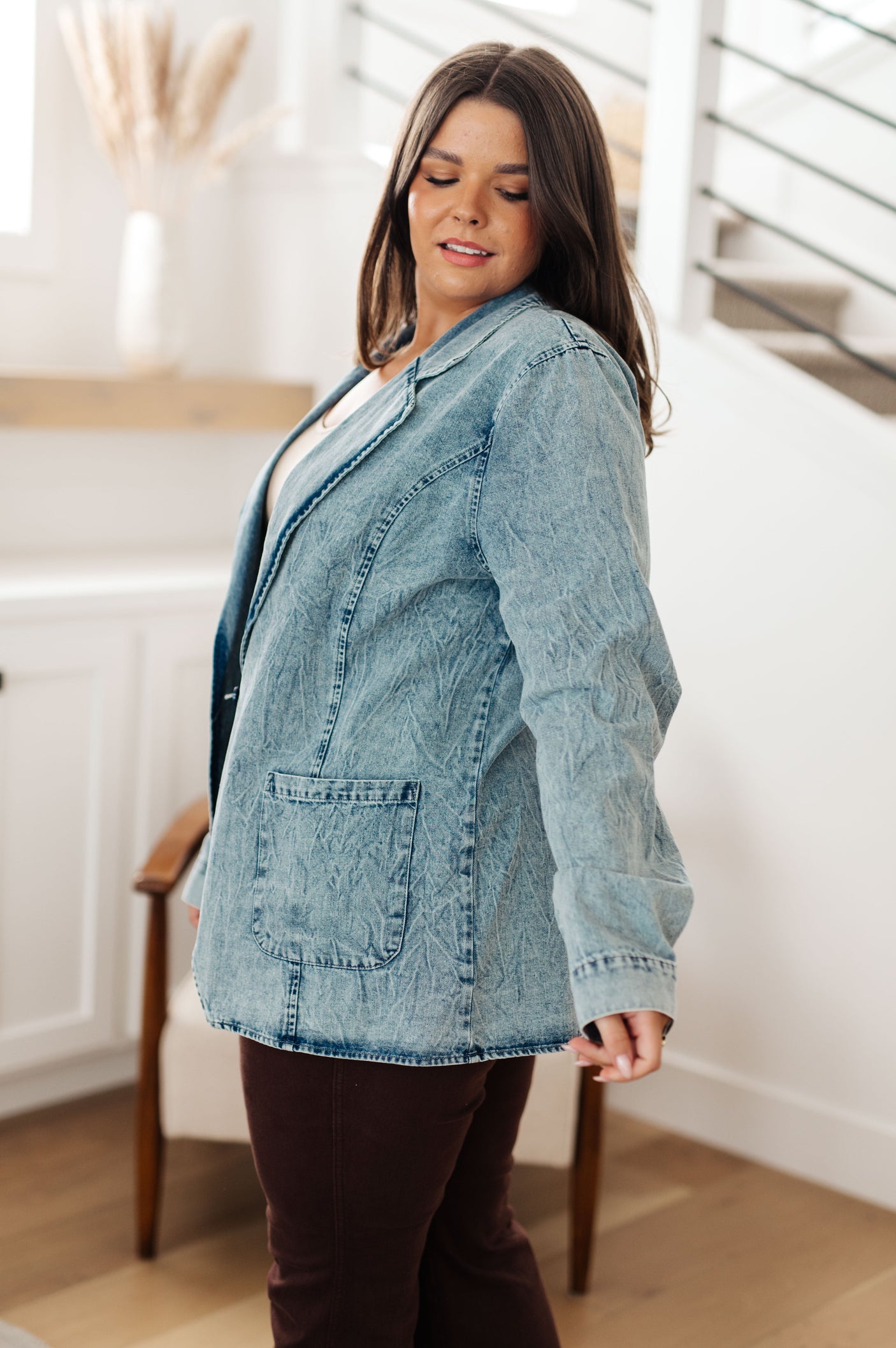 Business Brunch Denim Blazer - Liarian Unlimited Boutique
