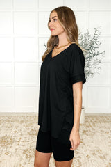 Conjunto de shorts de ciclismo con cuello en V suave y mantecoso en negro