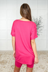Buttery Soft V-Neck Bike Short Set in Hot Pink - Liarian Unlimited Boutique