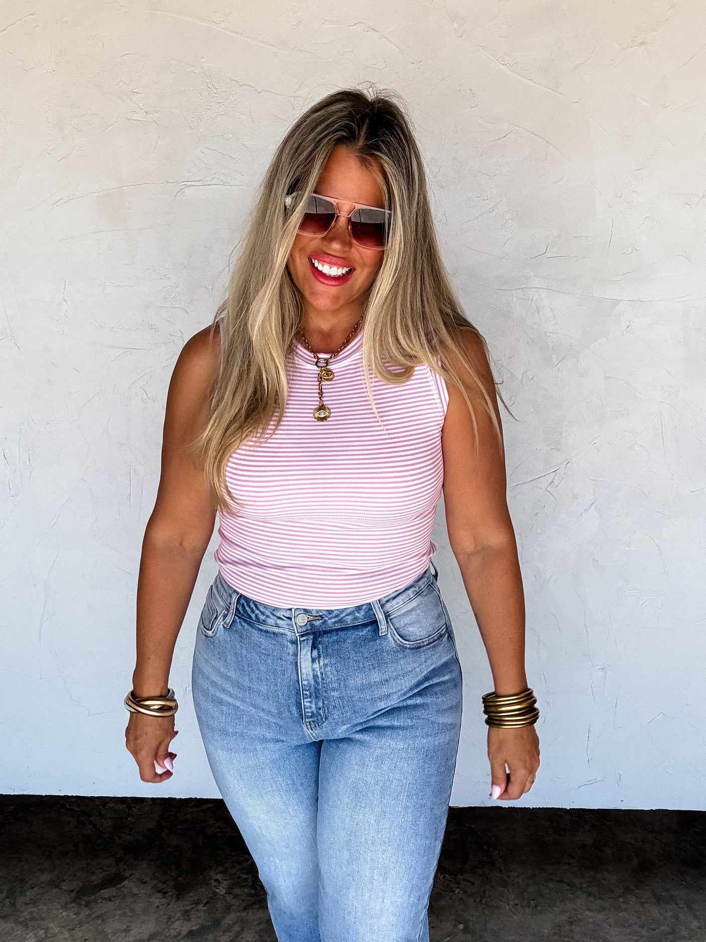 RESERVA: Camiseta de tirantes acanalada a rayas Summer Bianca