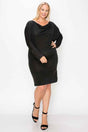 Draped Neck Long Sleeve Dress