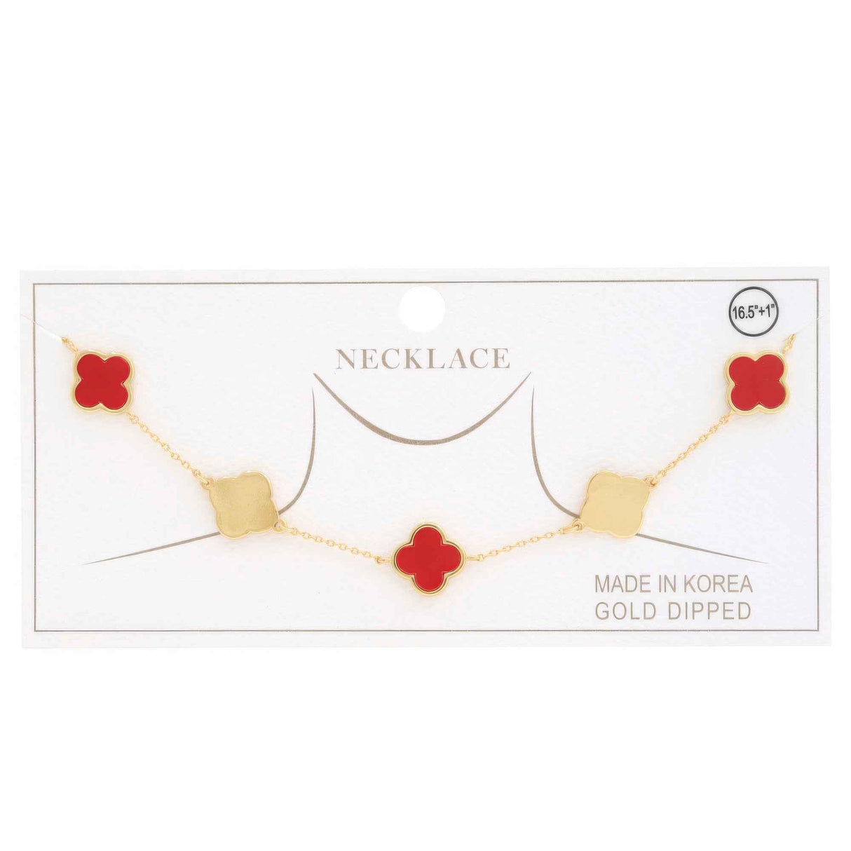 Clover Charm Station Gold Dipped Necklace