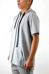 Men's Casual Short Sleeve Zip-up Hoodie Tops