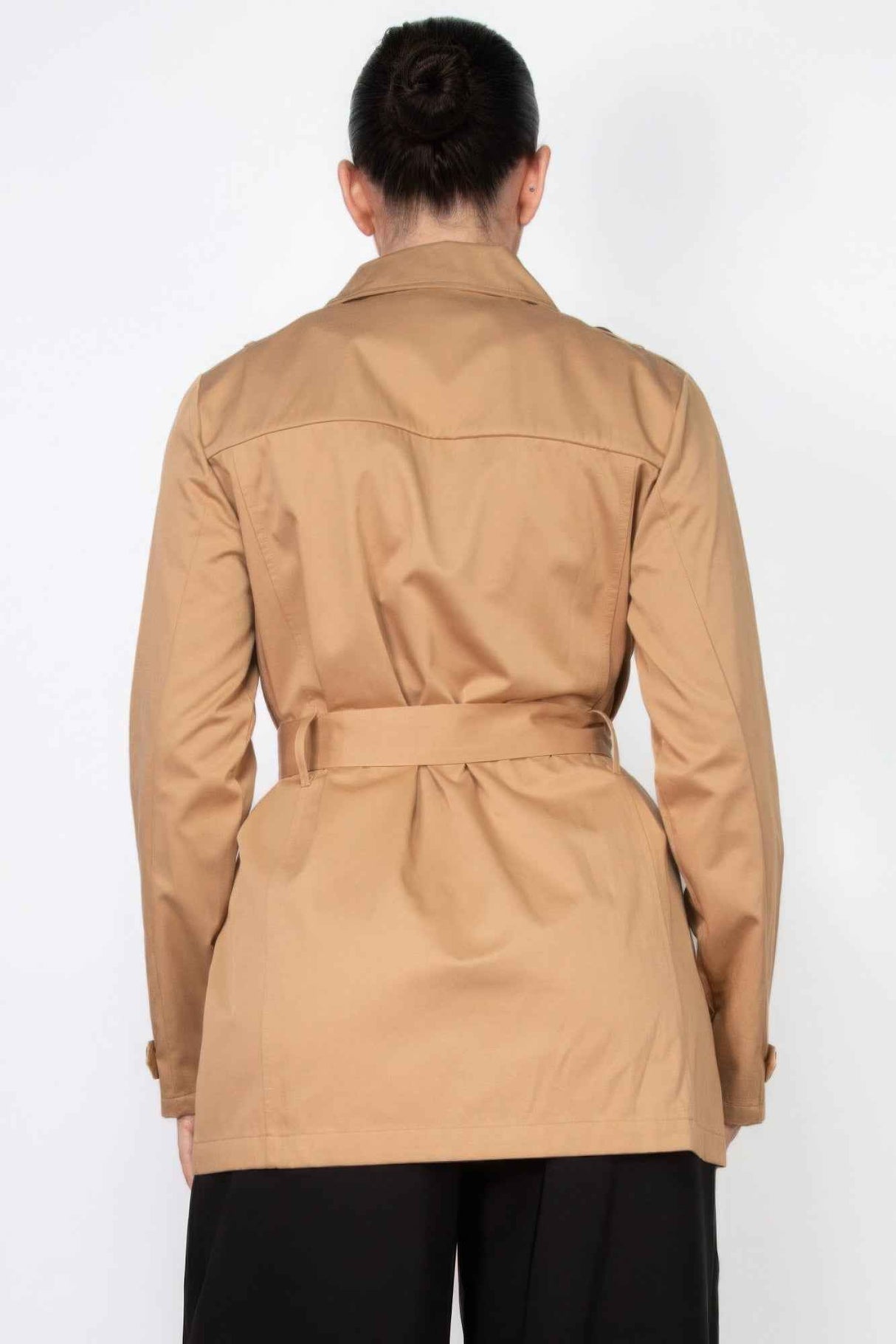 Double-breasted Notch Belted Coat