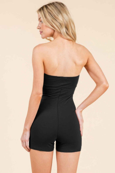 Strapless Twisted Detail Biker Suit