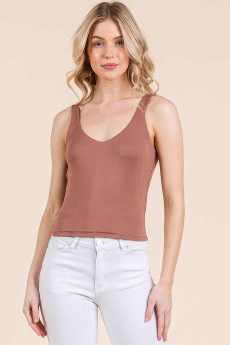V-neck Basic Double Layers Tank Top