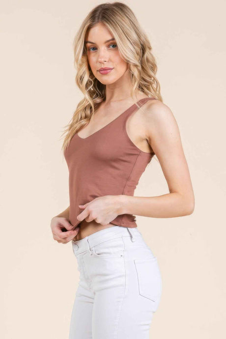 V-neck Basic Double Layers Tank Top