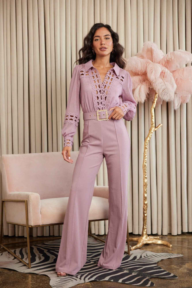 Crochet Detailed Woven Top Fashon Jumpsuit