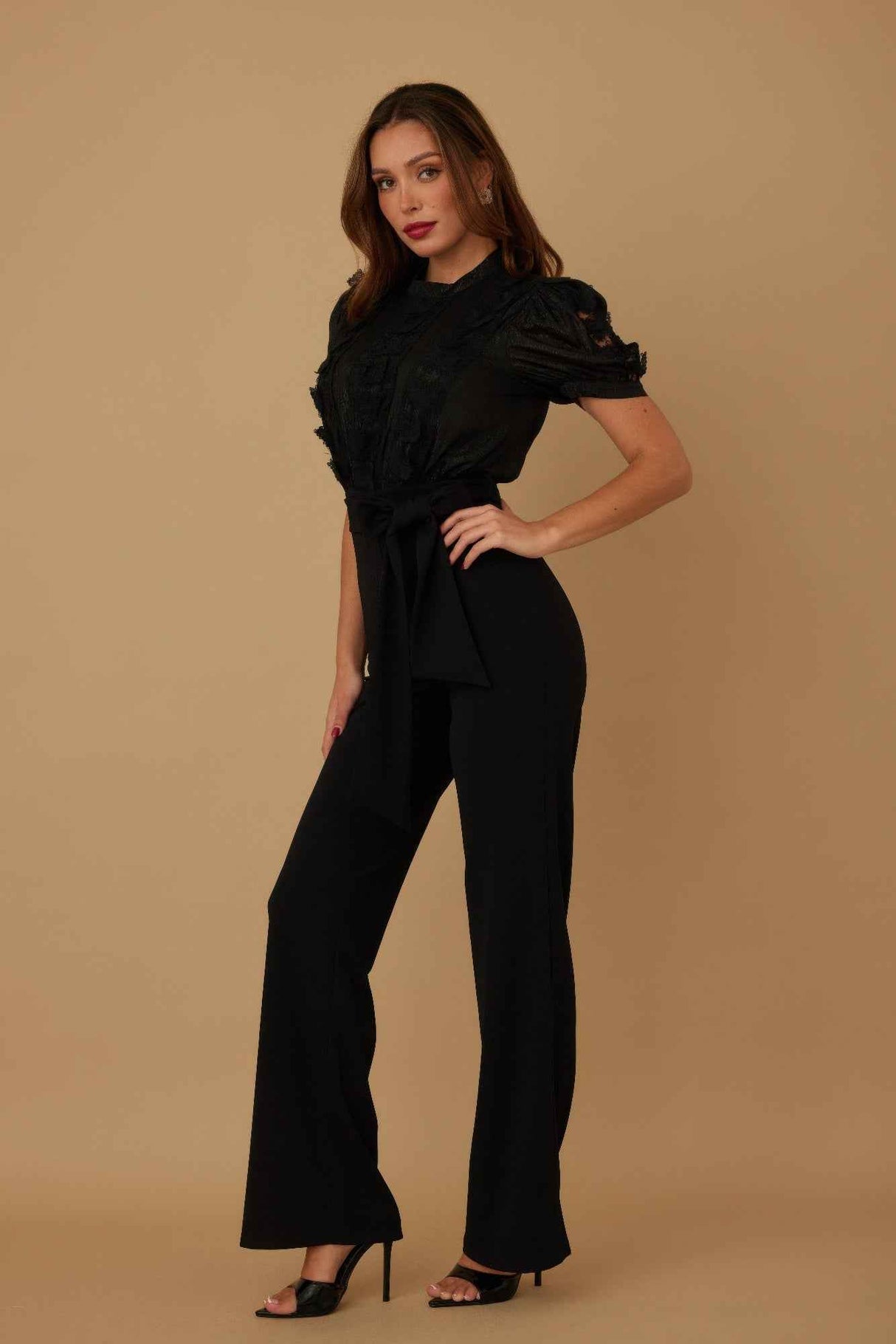 Multi Butterfly Sheer Pattern Jumpsuit