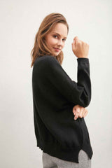 Solid Sweater With Colorful Buttons